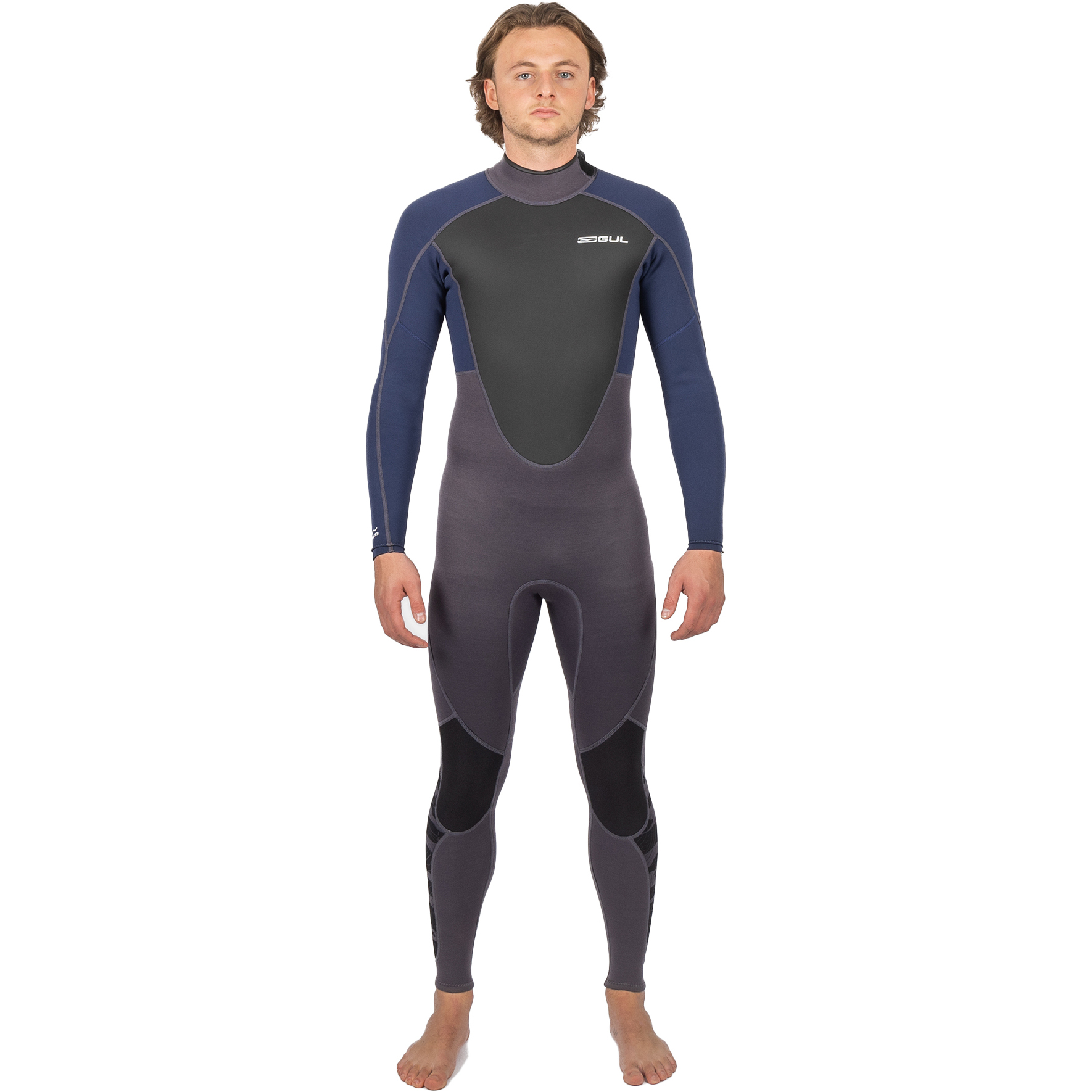 2025 Gul Mens Response 3/2mm Flatlock Back Zip Wetsuit RE1321-C1 - Grey / Navy
